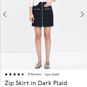 MADEWELL plaid felt skirt with zipper, size 2